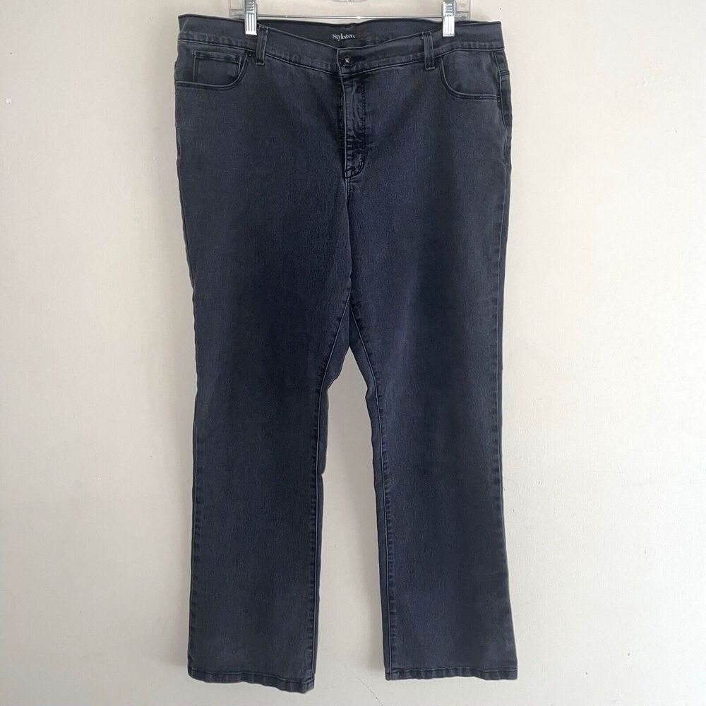 Style Co Denim Jeans Plus Size 18 Tummy Control Black Light Wash Modern Boot
